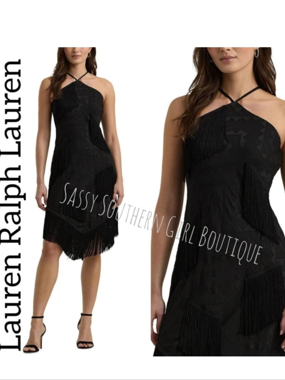 🆕⭐ Ralph Lauren Black Fringe Cocktail Dress